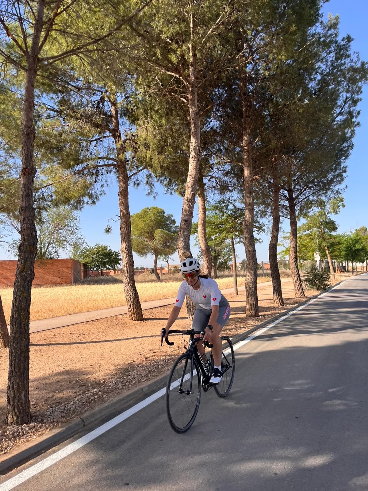 Ciclista entre árboles